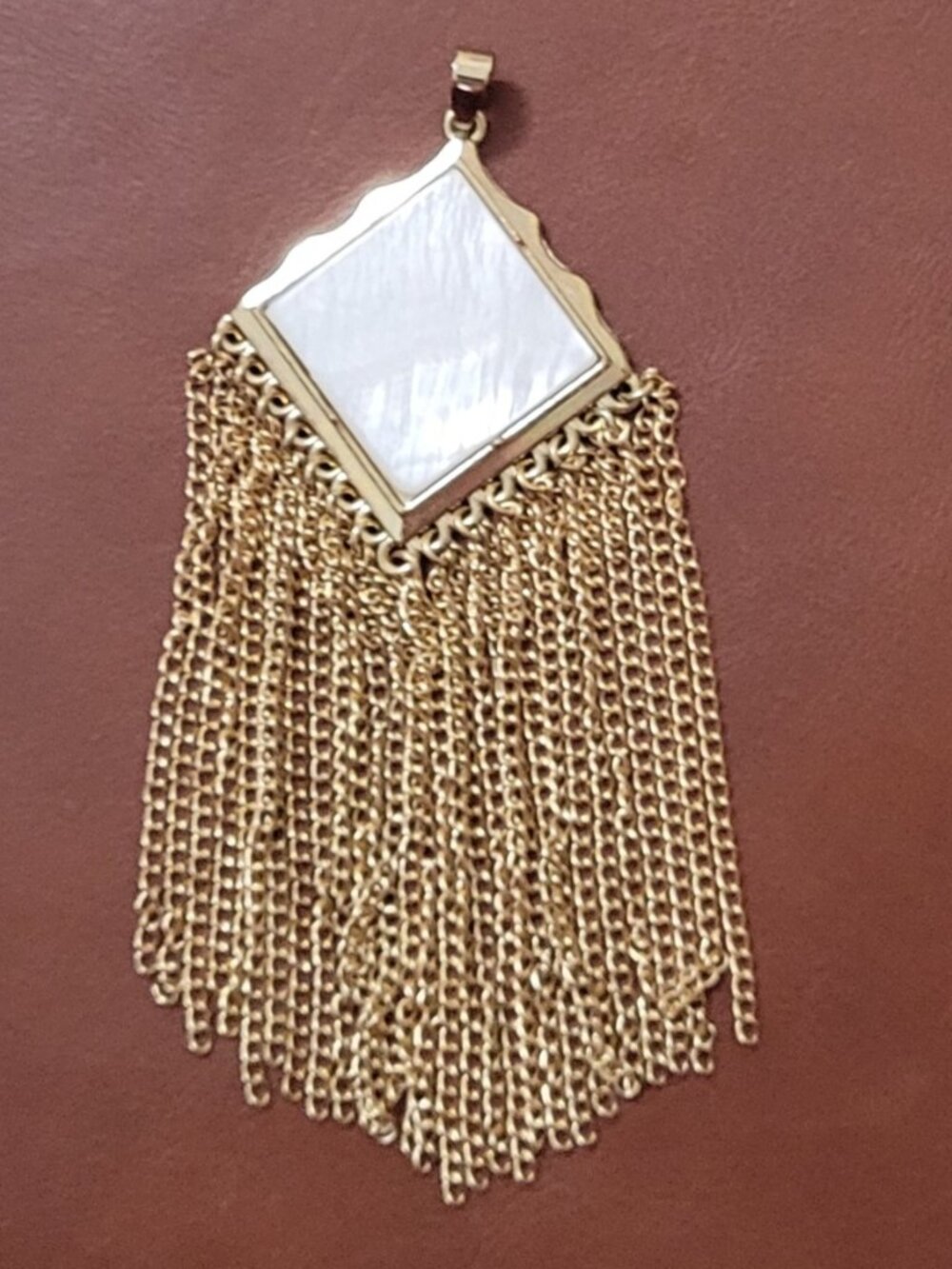 Lovely Oval Drop With Gold Fringes Pendant